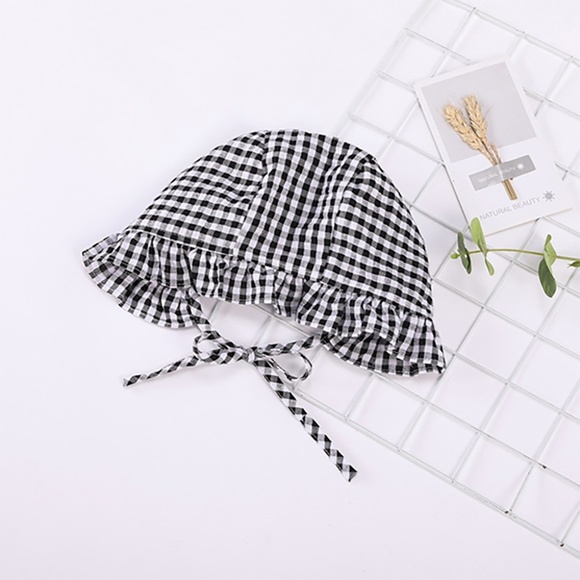 Classic Maid Checked Baby Onesie Hat Set Black - Picture 5 of 9
